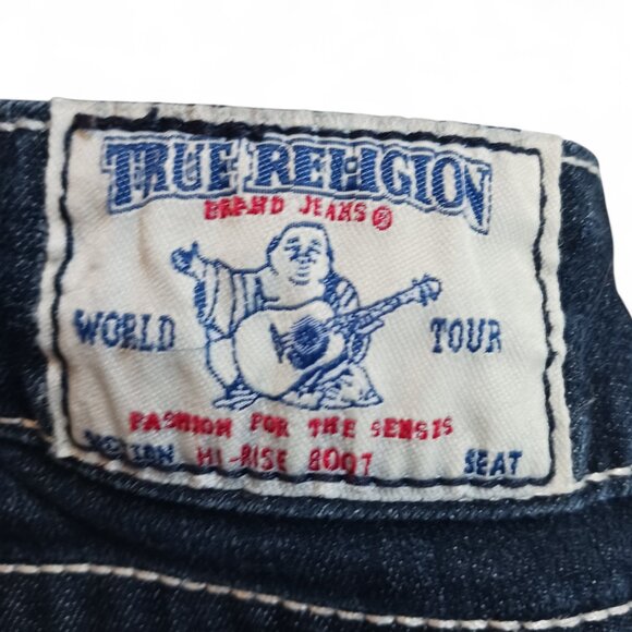 True Religion Hi-Rise Bootcut Jeans 28 Made in USA Vintage 2006 Dark Wash - Picture 9 of 13